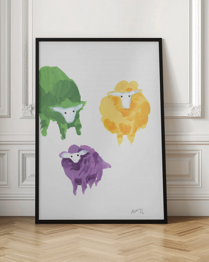 Sheep Triplets - Stretched Canvas, Poster or Fine Art Print I Heart Wall Art
