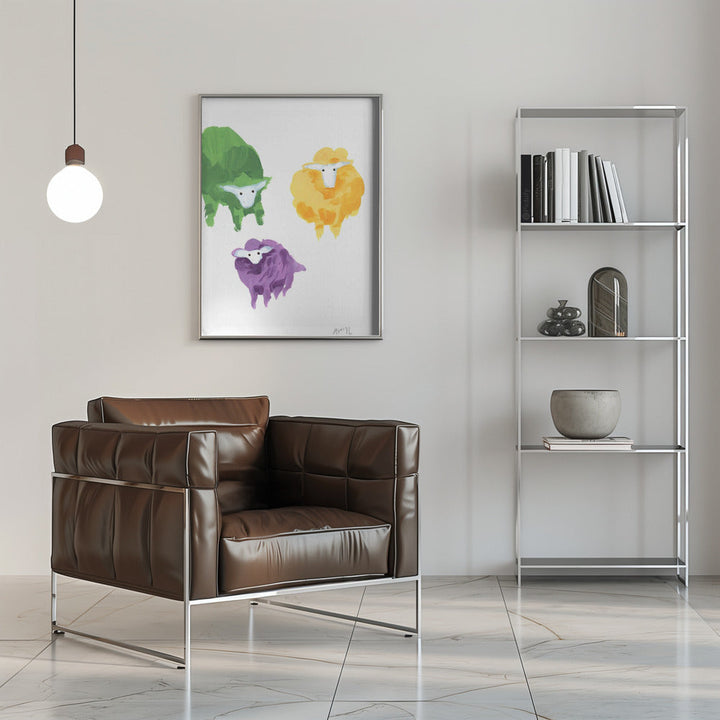 Sheep Triplets - Stretched Canvas, Poster or Fine Art Print I Heart Wall Art