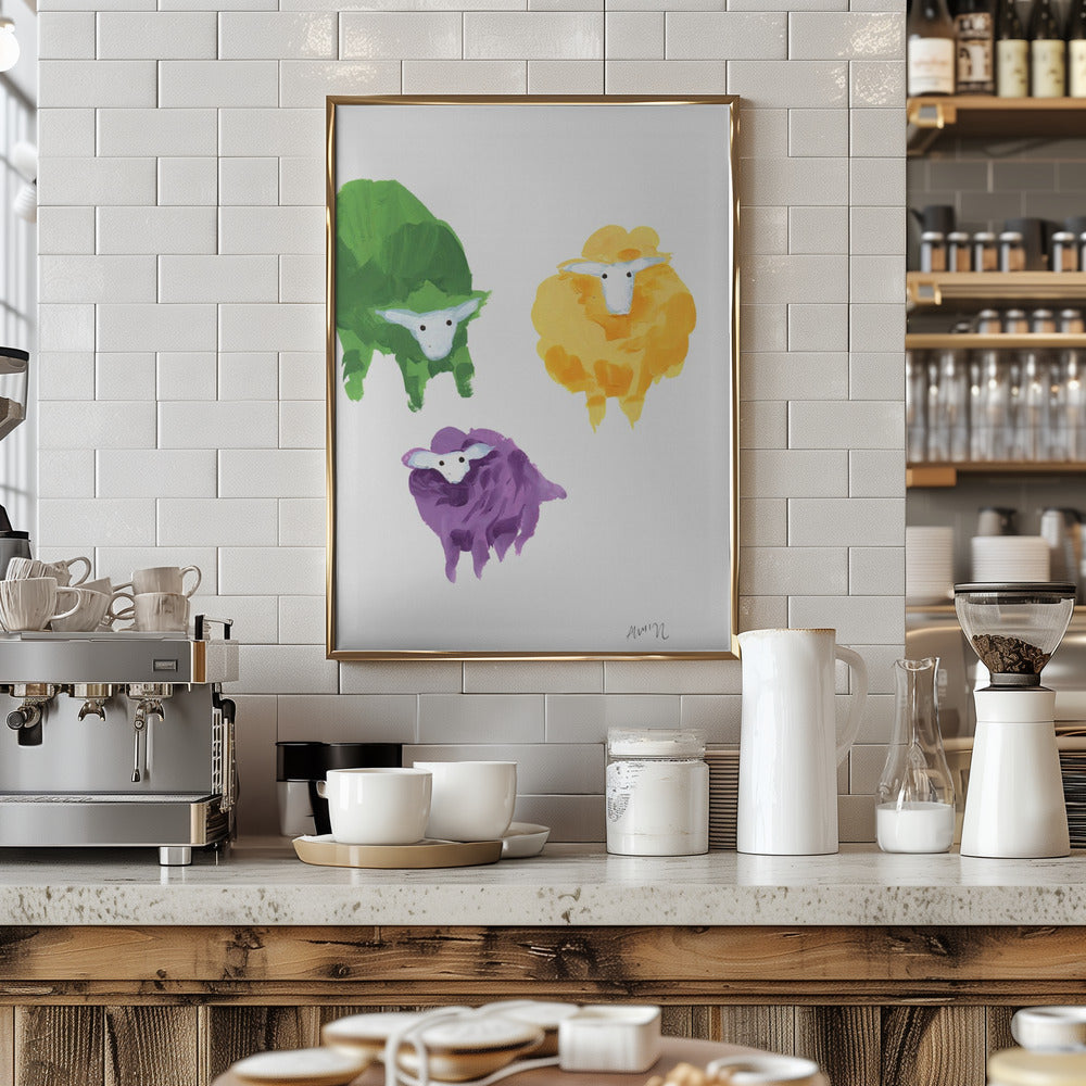 Sheep Triplets - Stretched Canvas, Poster or Fine Art Print I Heart Wall Art