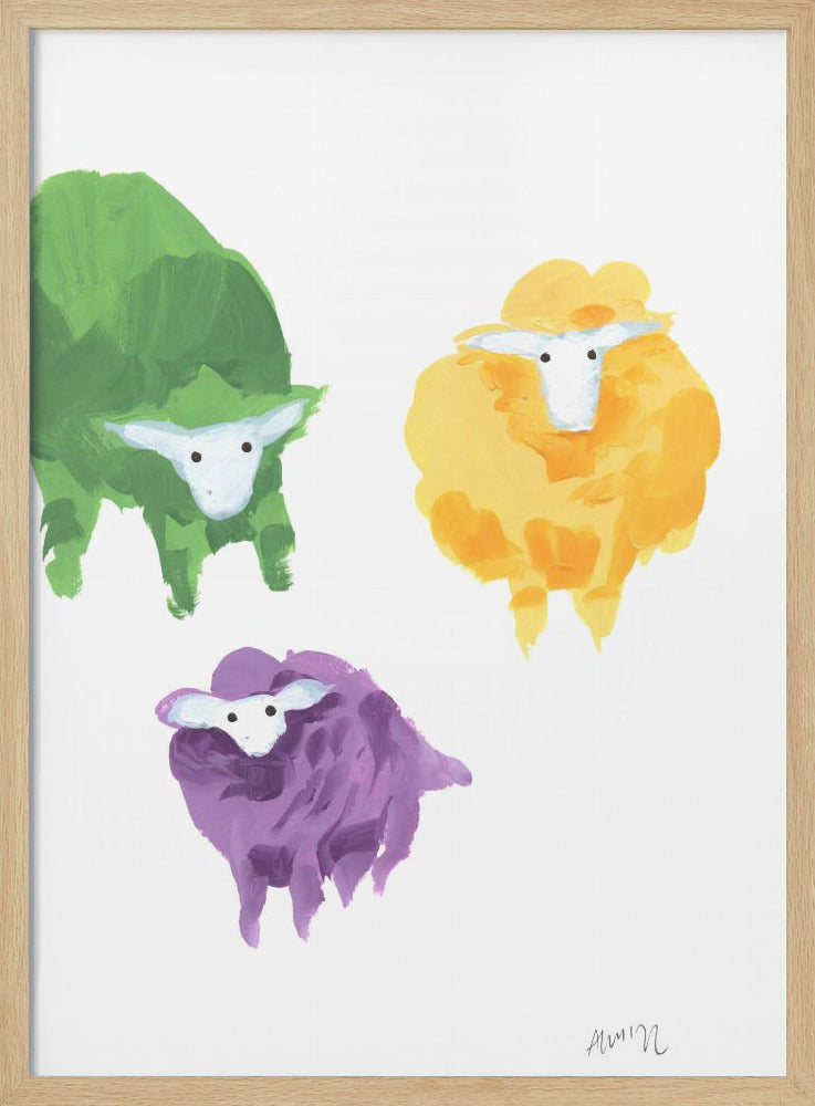 Sheep Triplets - Stretched Canvas, Poster or Fine Art Print I Heart Wall Art