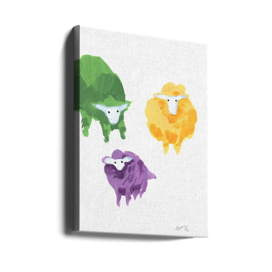 Sheep Triplets - Stretched Canvas, Poster or Fine Art Print I Heart Wall Art