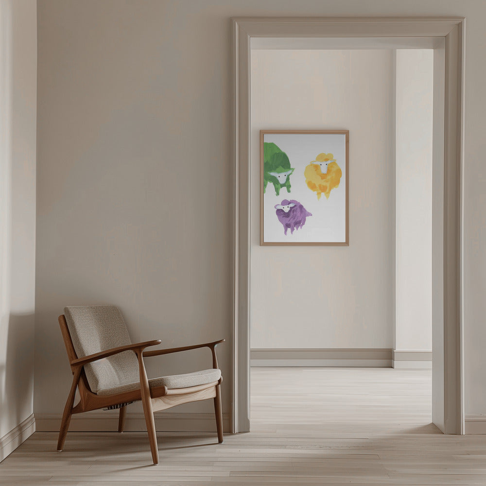 Sheep Triplets - Stretched Canvas, Poster or Fine Art Print I Heart Wall Art
