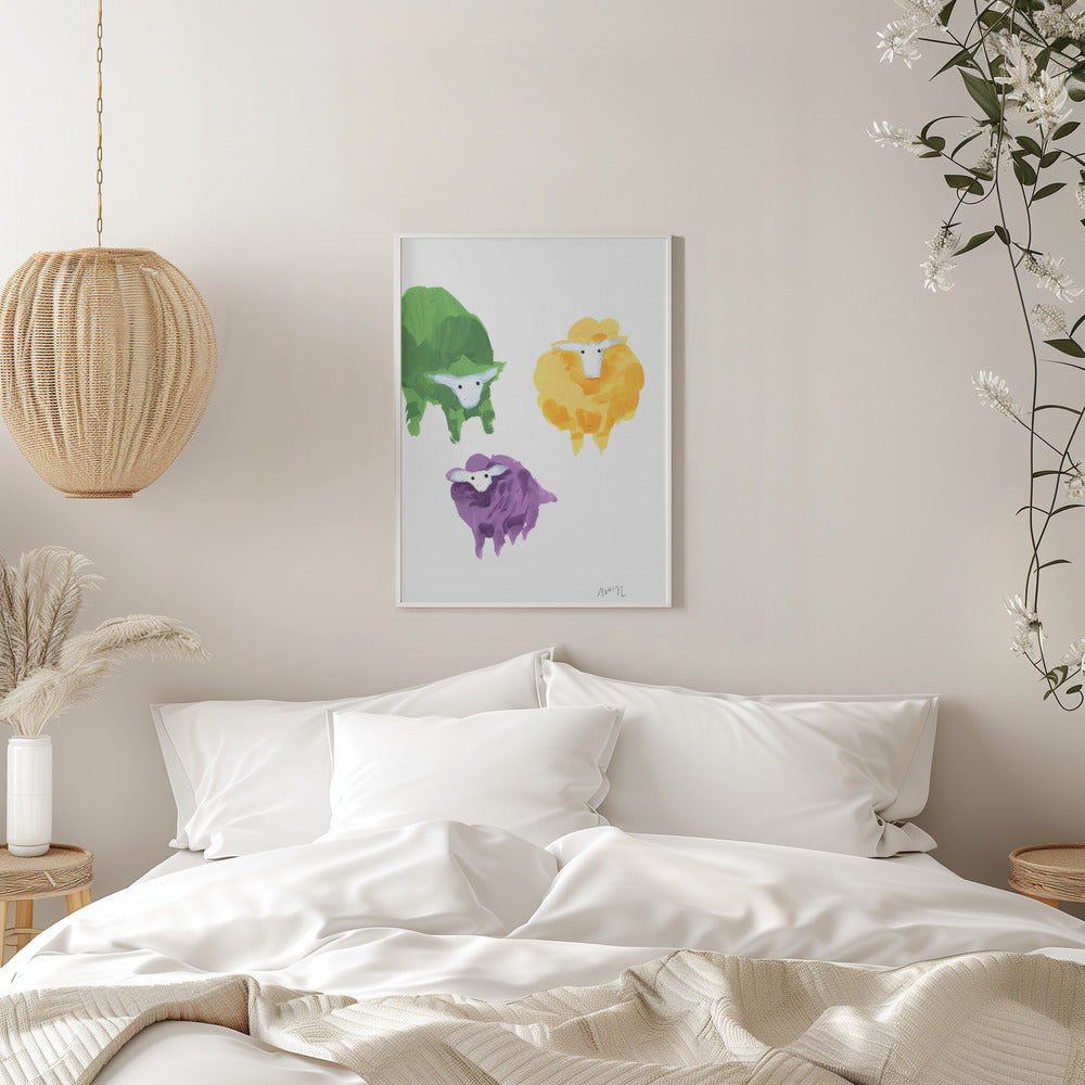 Sheep Triplets - Stretched Canvas, Poster or Fine Art Print I Heart Wall Art