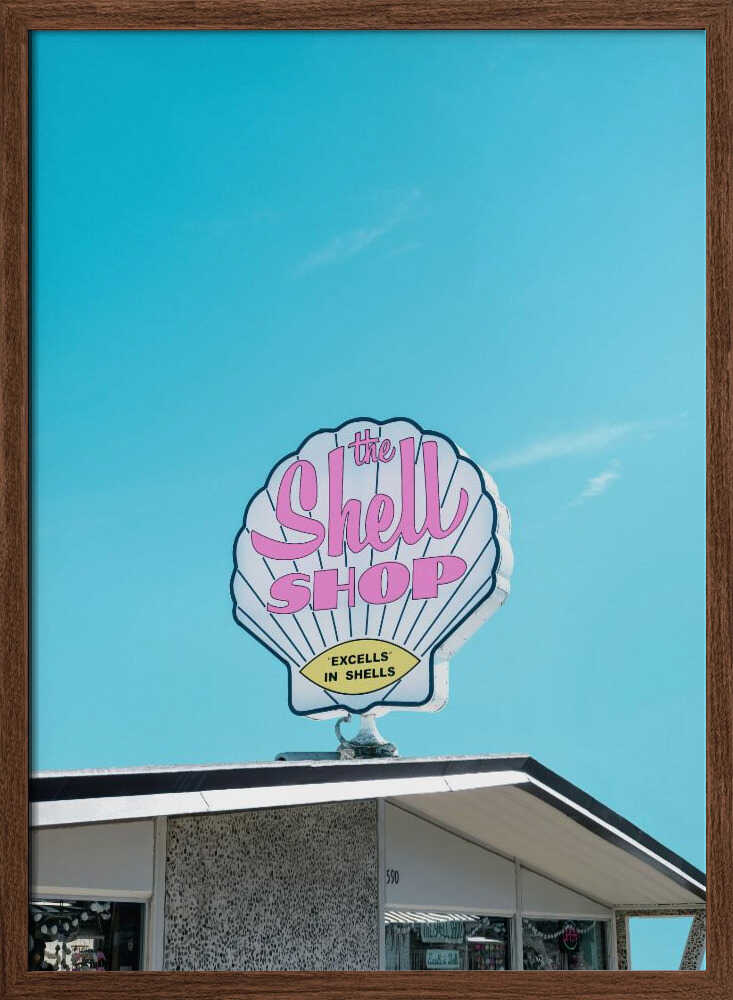 Shell Shop Vintage Sign - Stretched Canvas, Poster or Fine Art Print - I Heart Wall Art - Poster Print, Canvas Print or Framed Art Print