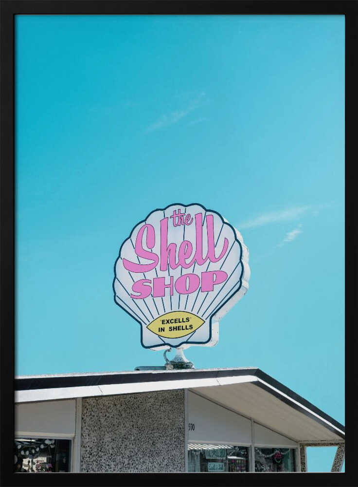 Shell Shop Vintage Sign - Stretched Canvas, Poster or Fine Art Print - I Heart Wall Art - Poster Print, Canvas Print or Framed Art Print