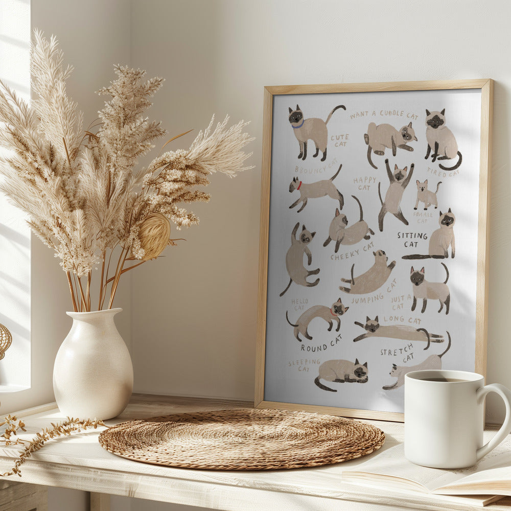Siamese Cat Print - Stretched Canvas, Poster or Fine Art Print I Heart Wall Art