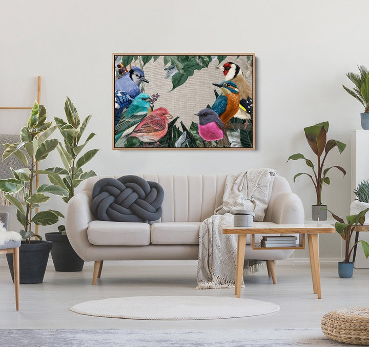 Sing A Song Of Six Birds - One Piece Watercolour Birds and Foliage Canvas or Art Print Set - I Heart Wall Art