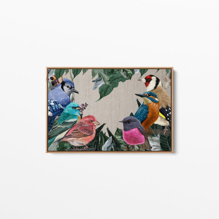 Sing A Song Of Six Birds - One Piece Watercolour Birds and Foliage Canvas or Art Print Set - I Heart Wall Art