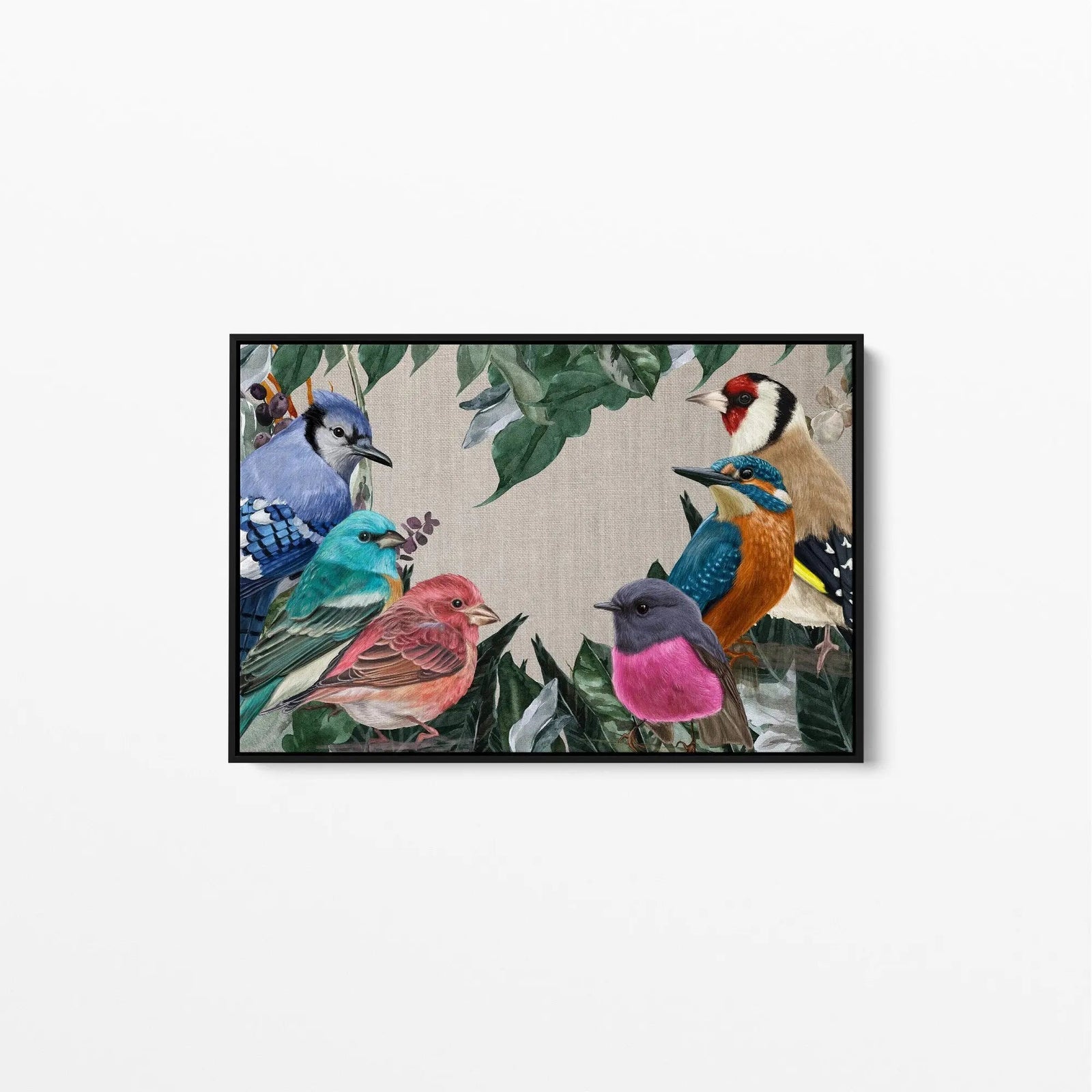 Sing A Song Of Six Birds - One Piece Watercolour Birds and Foliage Canvas or Art Print Set - I Heart Wall Art