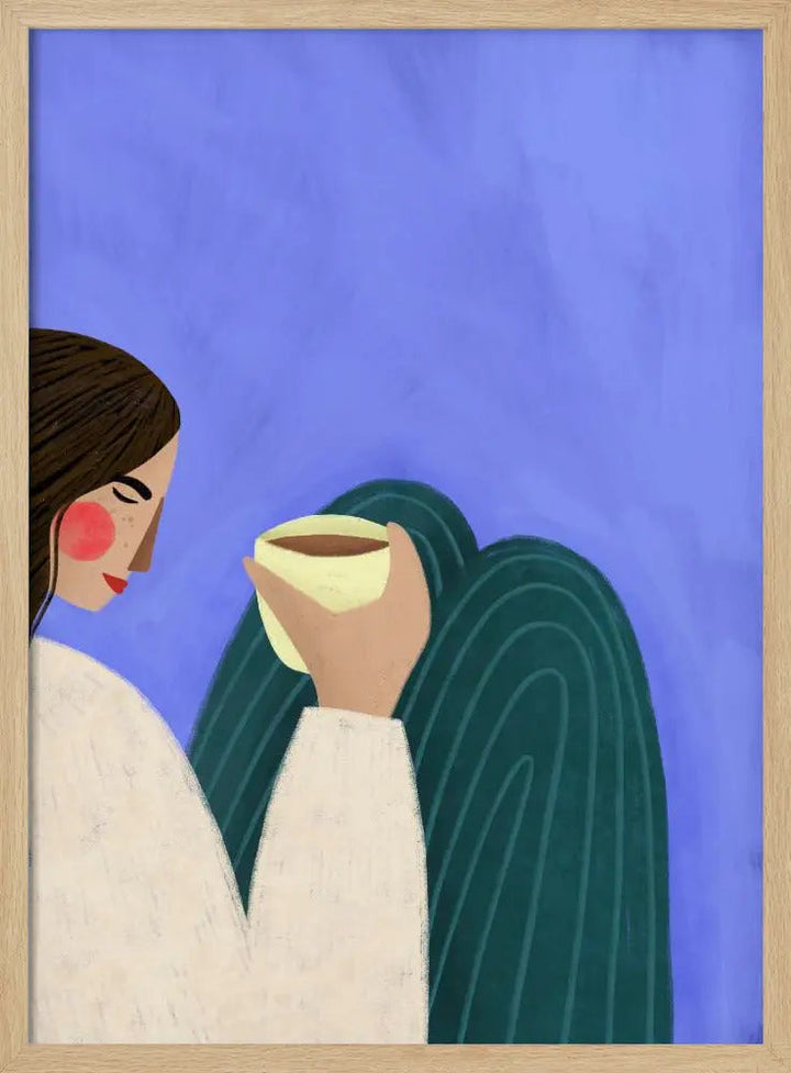 Sipping Coffee - Stretched Canvas, Poster or Fine Art Print I Heart Wall Art