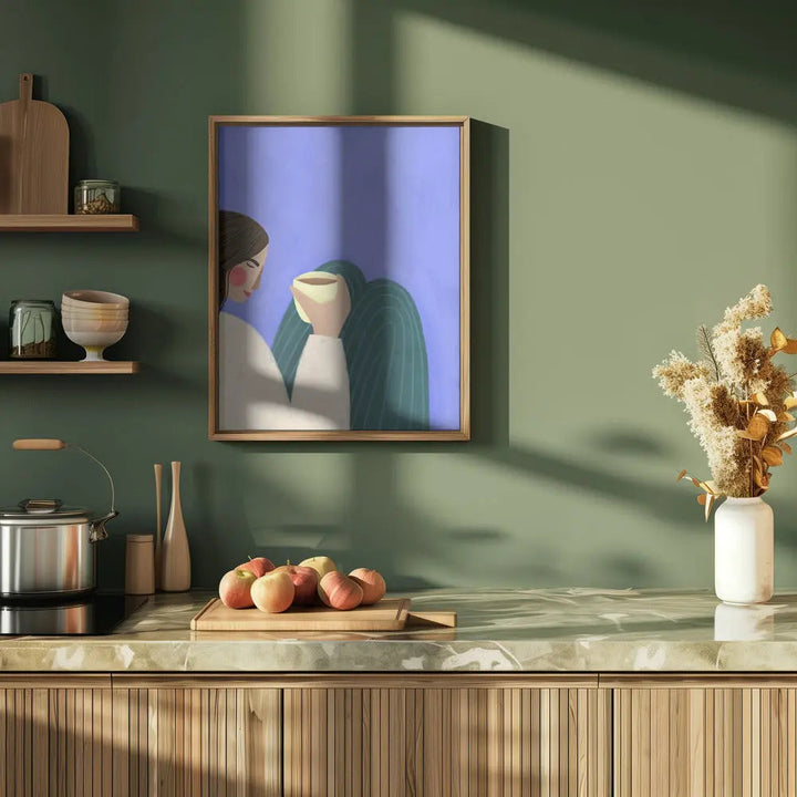 Sipping Coffee - Stretched Canvas, Poster or Fine Art Print I Heart Wall Art
