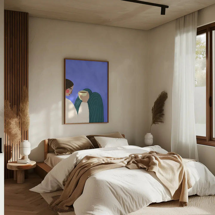 Sipping Coffee - Stretched Canvas, Poster or Fine Art Print I Heart Wall Art