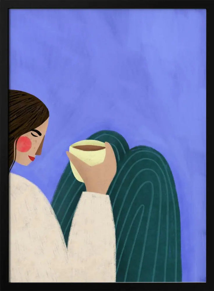 Sipping Coffee - Stretched Canvas, Poster or Fine Art Print I Heart Wall Art