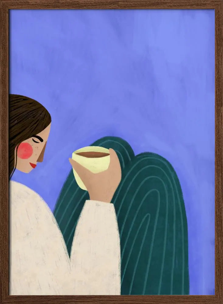 Sipping Coffee - Stretched Canvas, Poster or Fine Art Print I Heart Wall Art