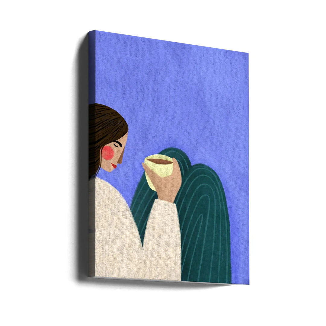 Sipping Coffee - Stretched Canvas, Poster or Fine Art Print I Heart Wall Art