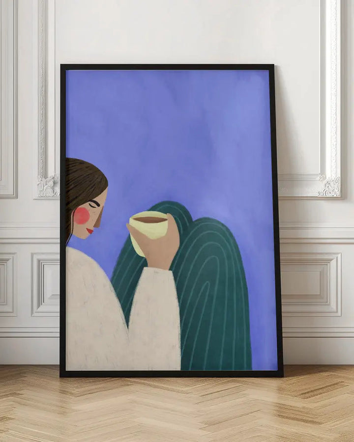 Sipping Coffee - Stretched Canvas, Poster or Fine Art Print I Heart Wall Art
