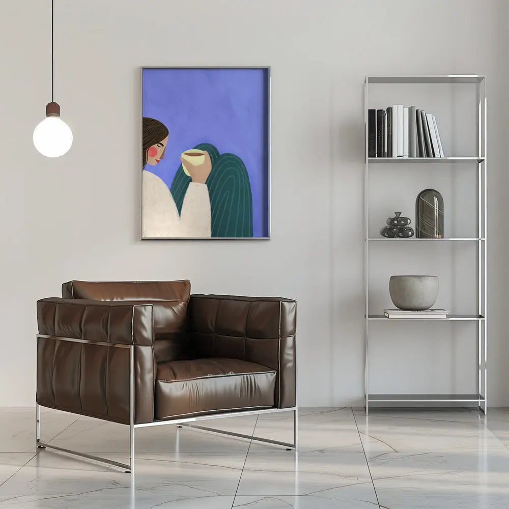 Sipping Coffee - Stretched Canvas, Poster or Fine Art Print I Heart Wall Art
