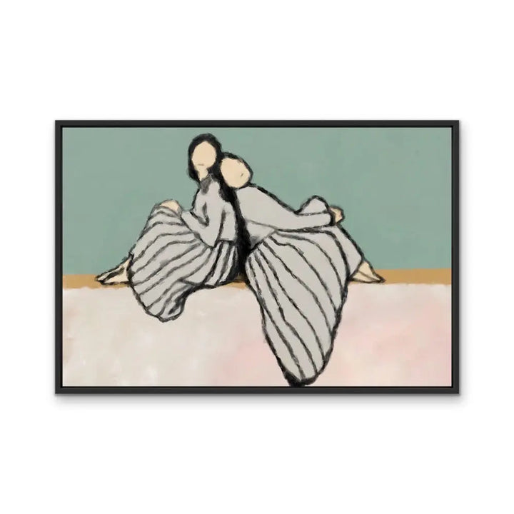 Sisters  - Contemporary Line Drawing - Print of Two Women as Canvas or Art Prints I Heart Wall Art Australia 