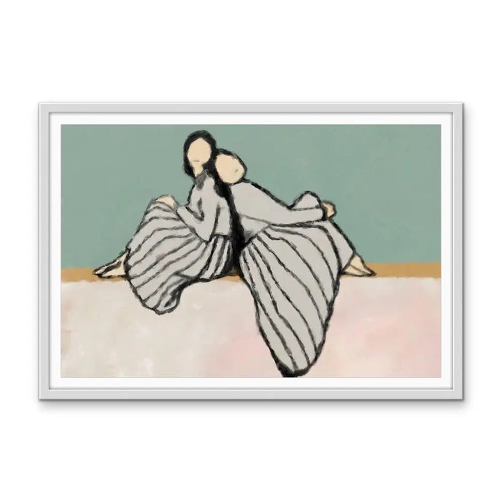 Sisters  - Contemporary Line Drawing - Print of Two Women as Canvas or Art Prints I Heart Wall Art Australia 
