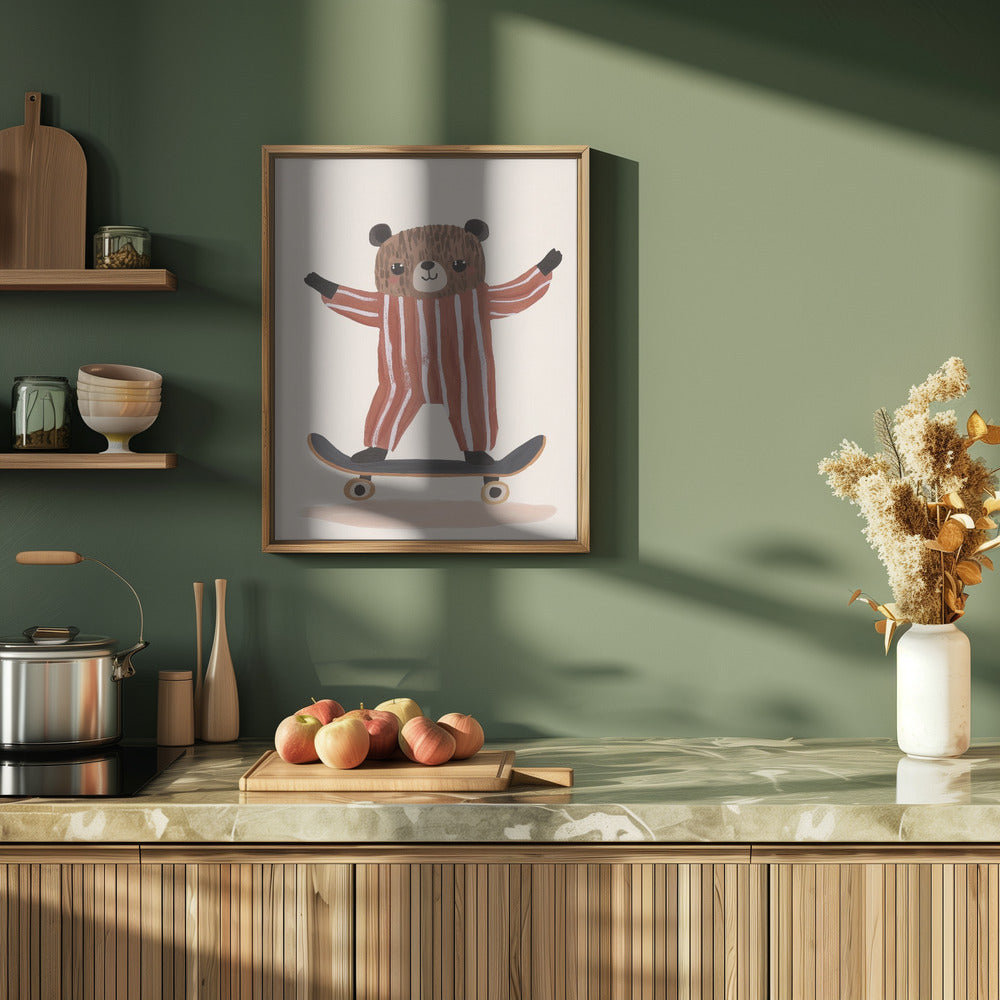 Skatingteddy - Stretched Canvas, Poster or Fine Art Print I Heart Wall Art