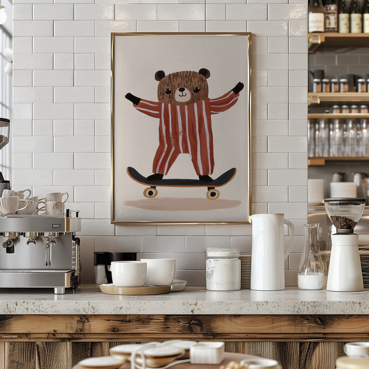 Skatingteddy - Stretched Canvas, Poster or Fine Art Print I Heart Wall Art