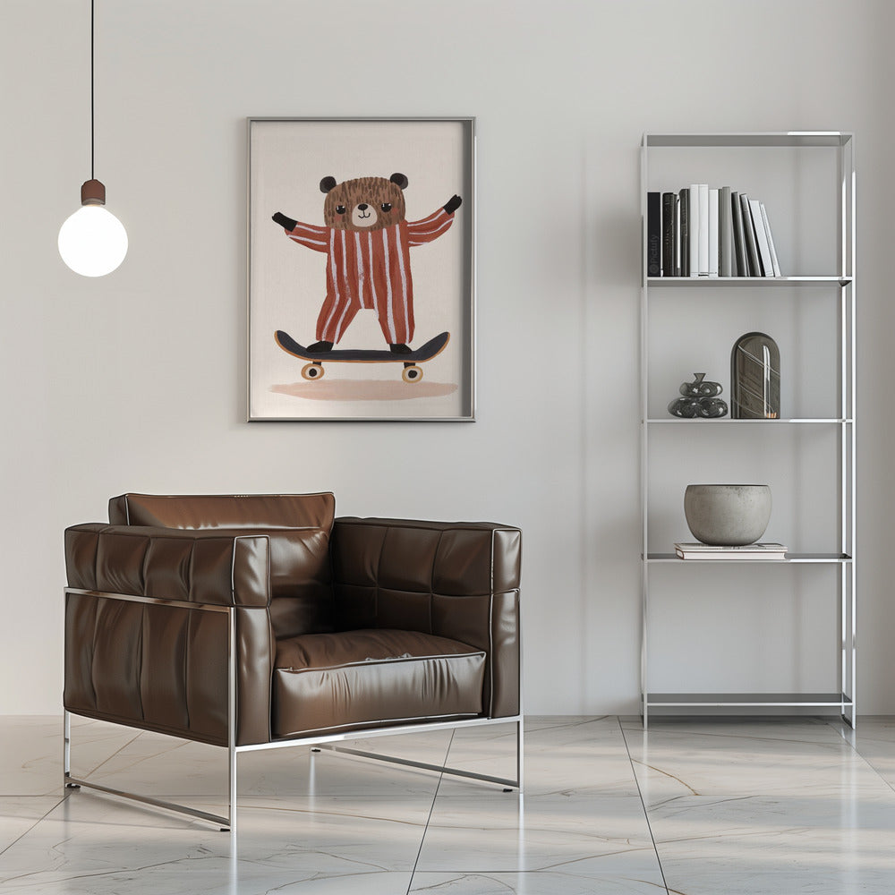 Skatingteddy - Stretched Canvas, Poster or Fine Art Print I Heart Wall Art