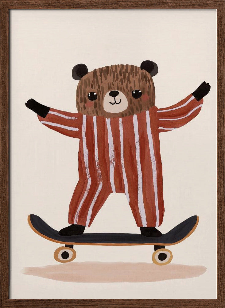 Skatingteddy - Stretched Canvas, Poster or Fine Art Print I Heart Wall Art
