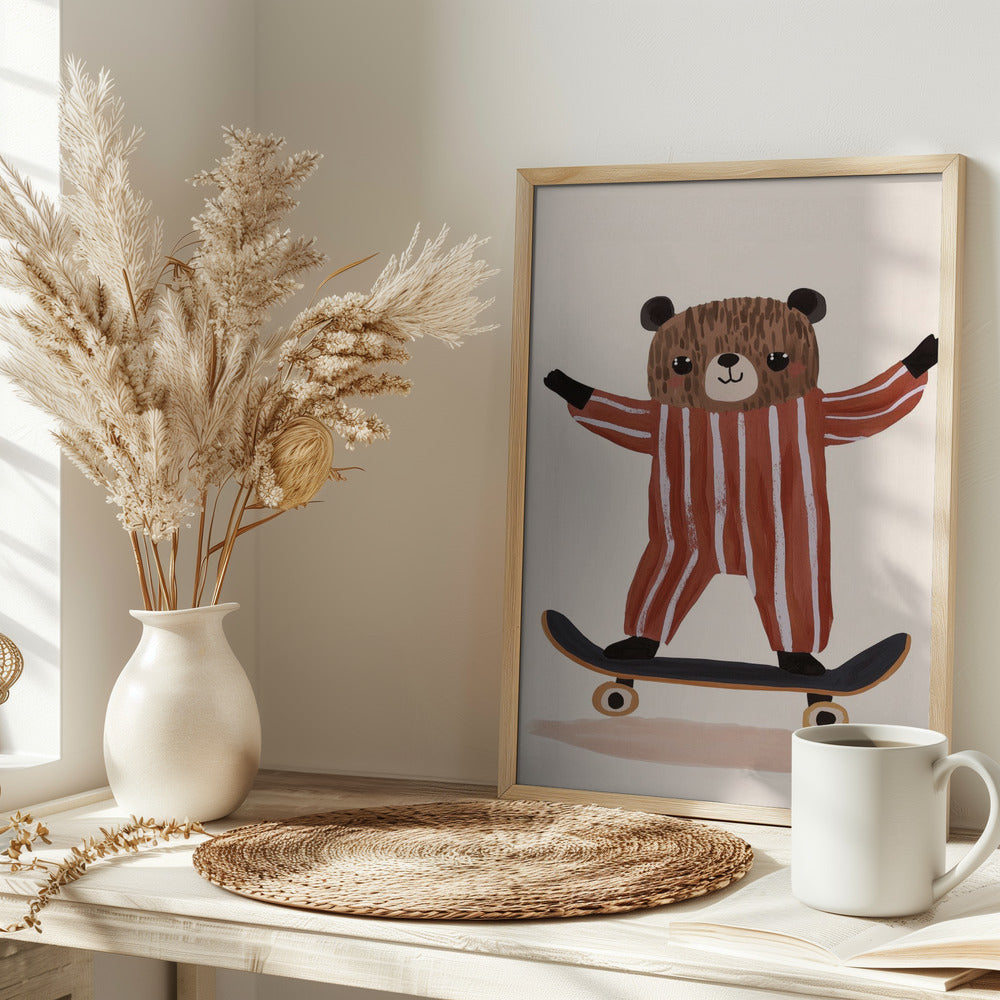 Skatingteddy - Stretched Canvas, Poster or Fine Art Print I Heart Wall Art