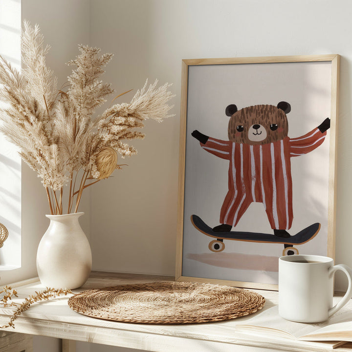 Skatingteddy - Stretched Canvas, Poster or Fine Art Print I Heart Wall Art