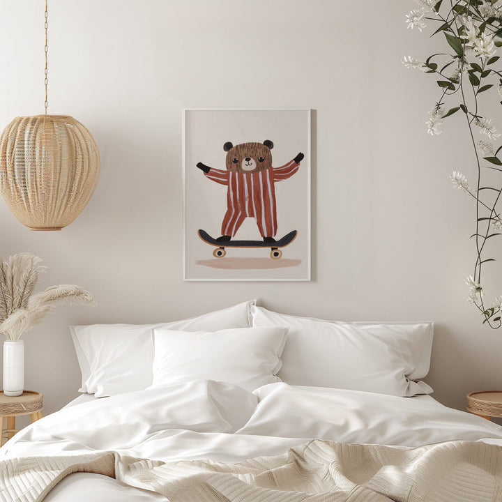 Skatingteddy - Stretched Canvas, Poster or Fine Art Print I Heart Wall Art