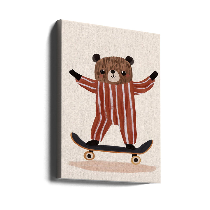 Skatingteddy - Stretched Canvas, Poster or Fine Art Print I Heart Wall Art