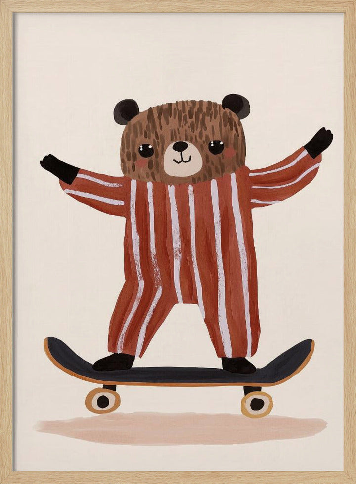 Skatingteddy - Stretched Canvas, Poster or Fine Art Print I Heart Wall Art
