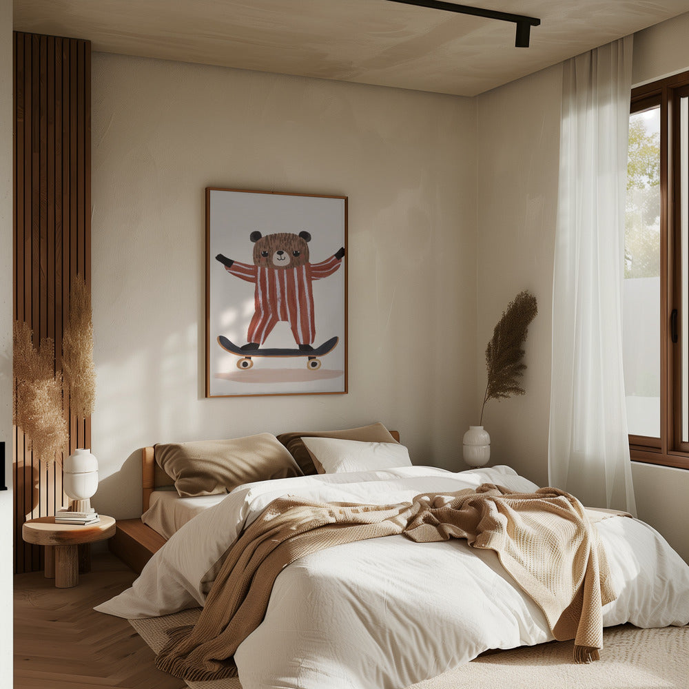 Skatingteddy - Stretched Canvas, Poster or Fine Art Print I Heart Wall Art