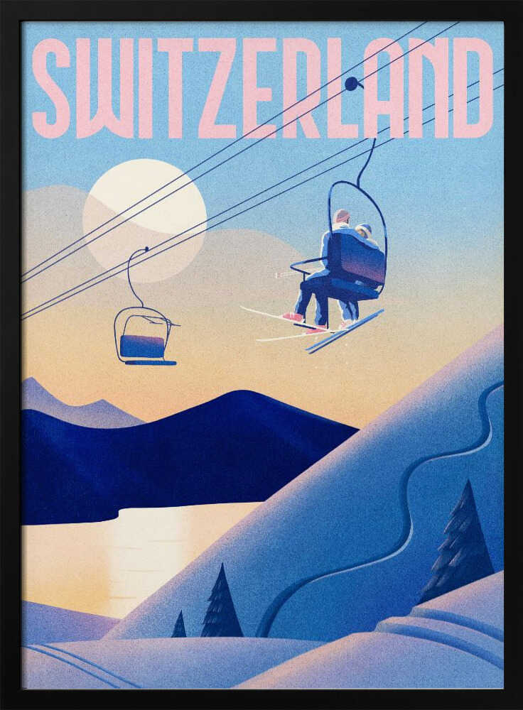Ski Switzerland - Stretched Canvas, Poster or Fine Art Print - I Heart Wall Art - Poster Print, Canvas Print or Framed Art Print