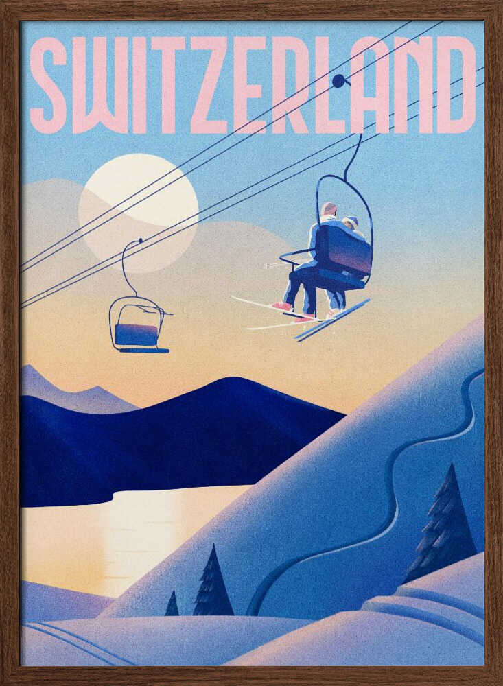 Ski Switzerland - Stretched Canvas, Poster or Fine Art Print - I Heart Wall Art - Poster Print, Canvas Print or Framed Art Print