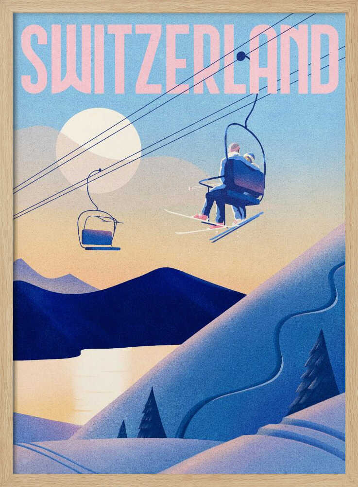 Ski Switzerland - Stretched Canvas, Poster or Fine Art Print - I Heart Wall Art - Poster Print, Canvas Print or Framed Art Print