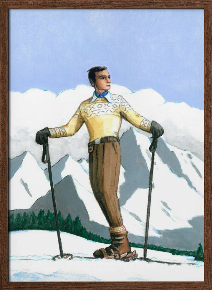 Skier Enjoying the View - Stretched Canvas, Poster or Fine Art Print I Heart Wall Art