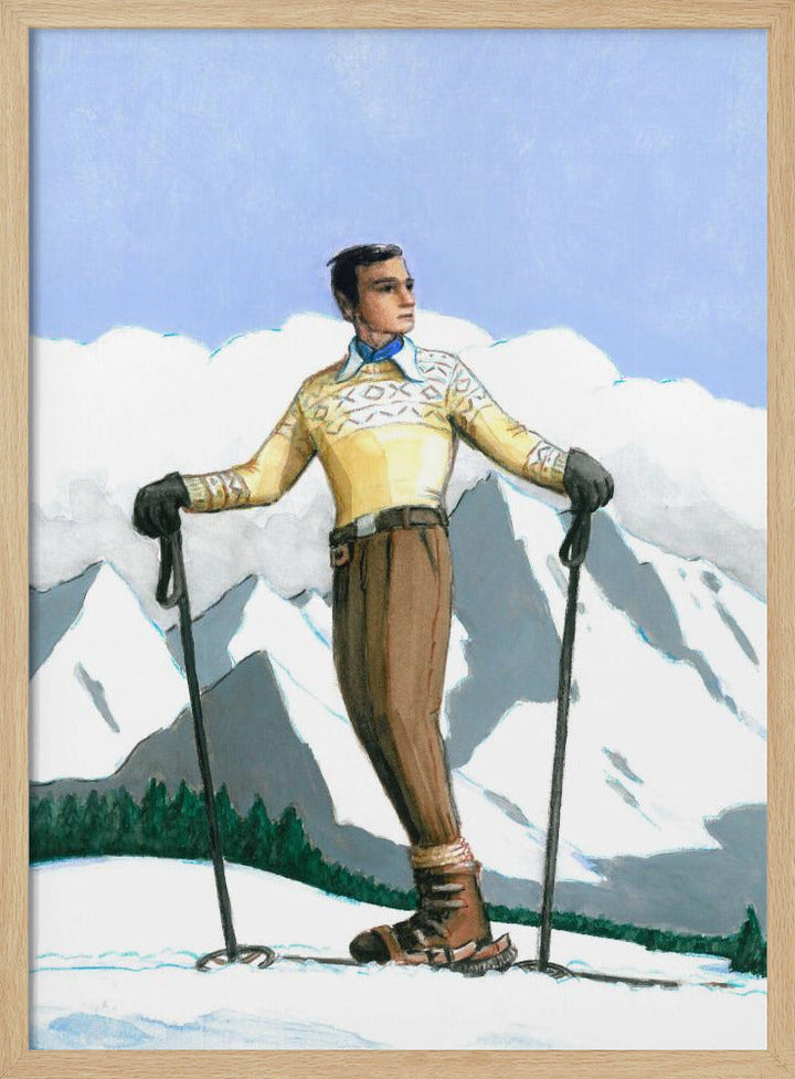 Skier Enjoying the View - Stretched Canvas, Poster or Fine Art Print I Heart Wall Art