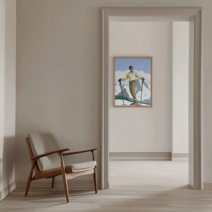 Skier Enjoying the View - Stretched Canvas, Poster or Fine Art Print I Heart Wall Art