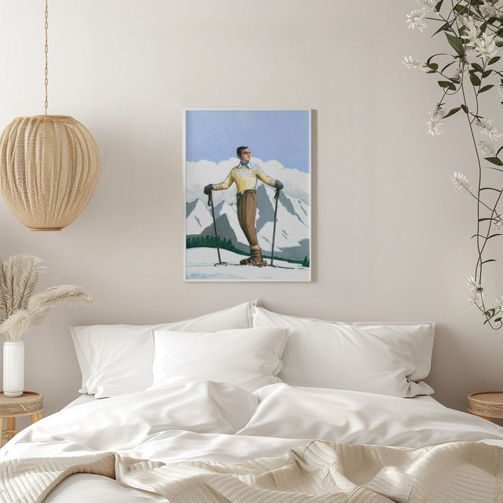 Skier Enjoying the View - Stretched Canvas, Poster or Fine Art Print I Heart Wall Art