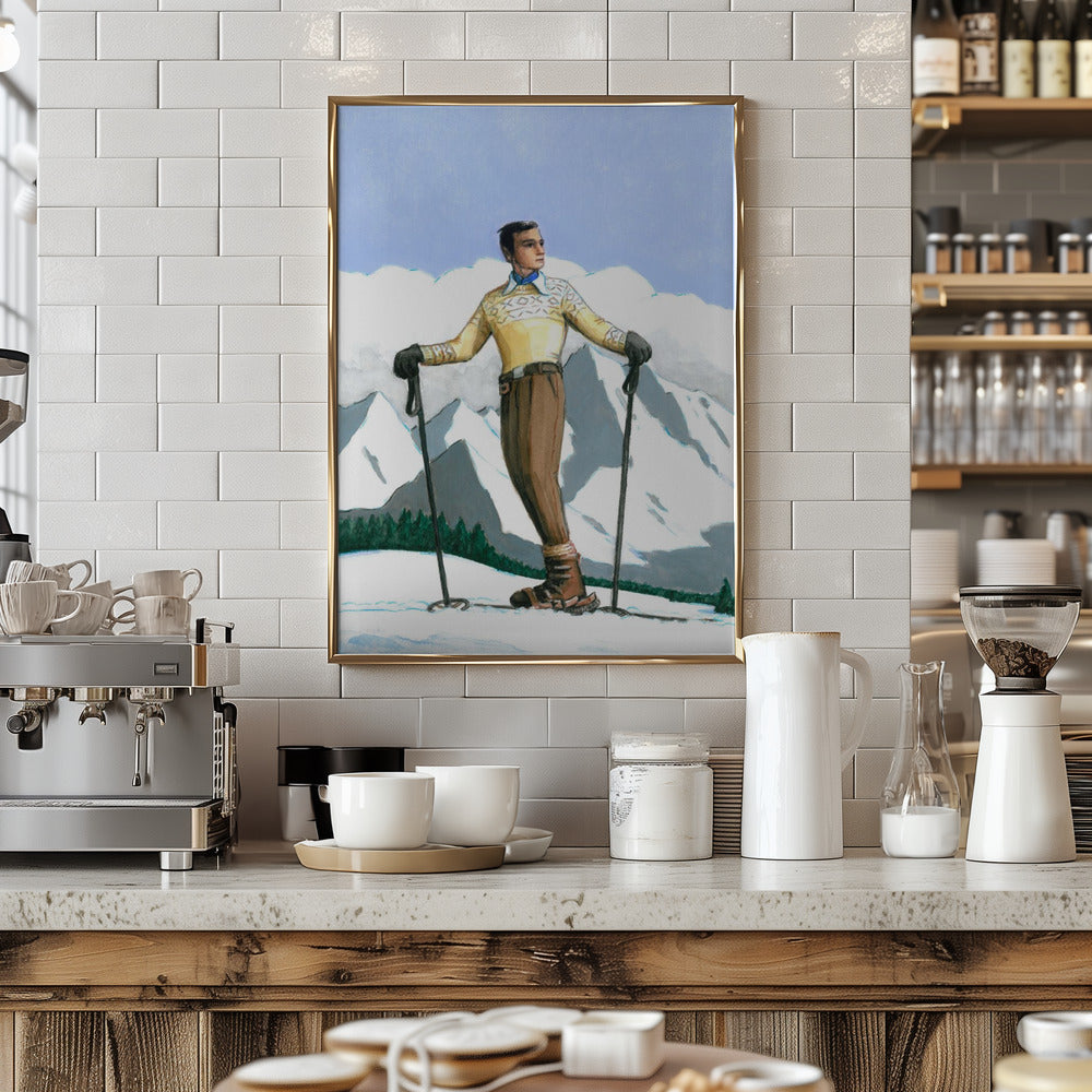 Skier Enjoying the View - Stretched Canvas, Poster or Fine Art Print I Heart Wall Art