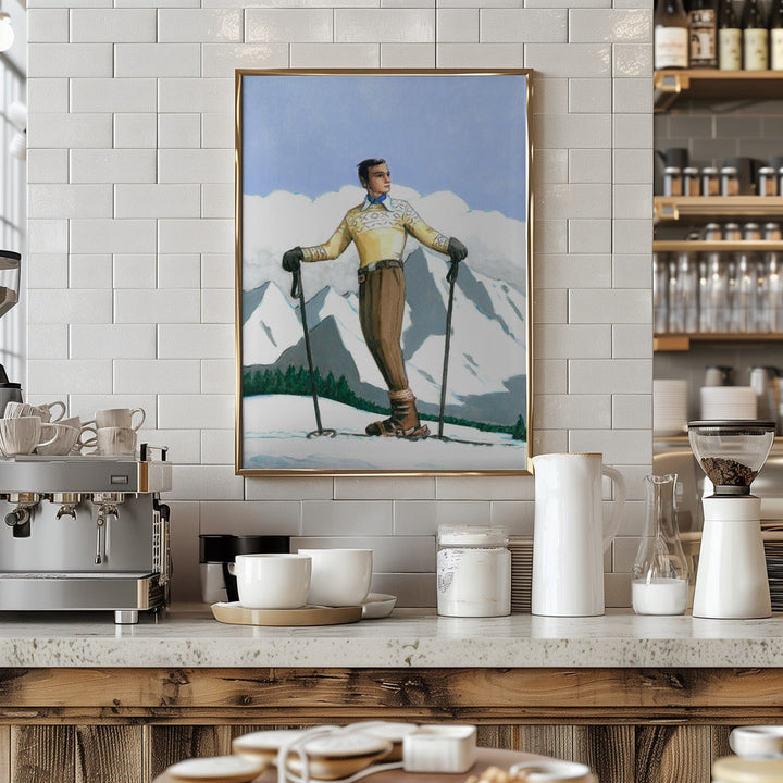 Skier Enjoying the View - Stretched Canvas, Poster or Fine Art Print I Heart Wall Art