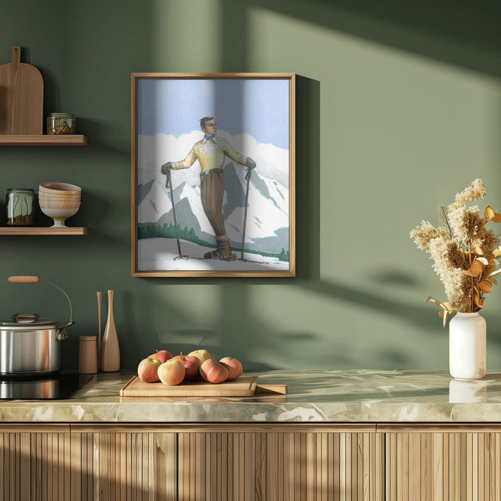 Skier Enjoying the View - Stretched Canvas, Poster or Fine Art Print I Heart Wall Art