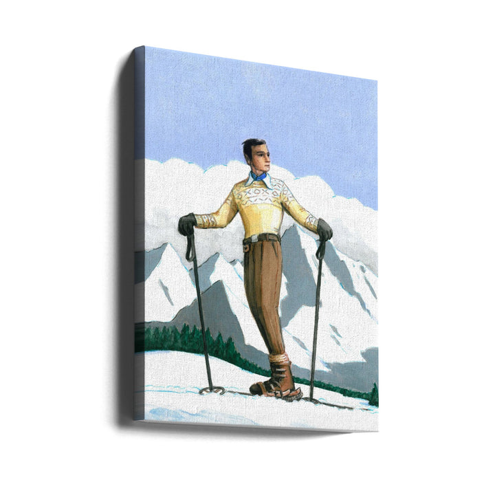 Skier Enjoying the View - Stretched Canvas, Poster or Fine Art Print I Heart Wall Art