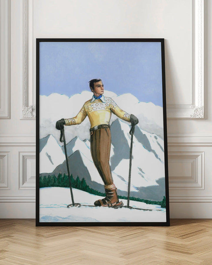 Skier Enjoying the View - Stretched Canvas, Poster or Fine Art Print I Heart Wall Art