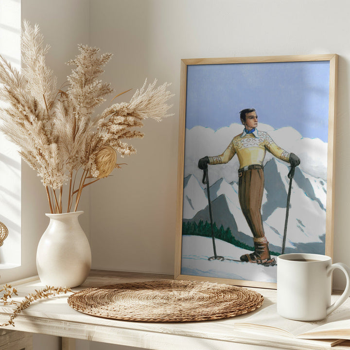 Skier Enjoying the View - Stretched Canvas, Poster or Fine Art Print I Heart Wall Art