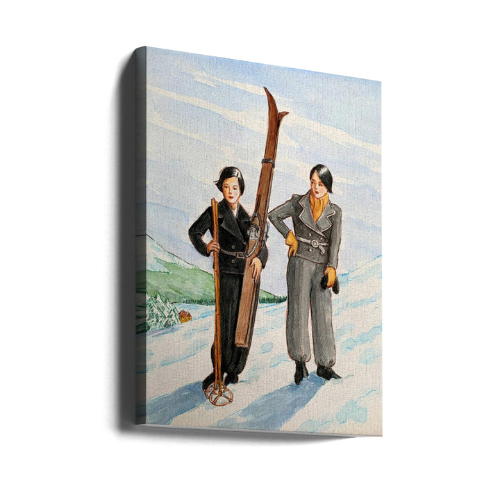 Skier Pair - Stretched Canvas, Poster or Fine Art Print I Heart Wall Art