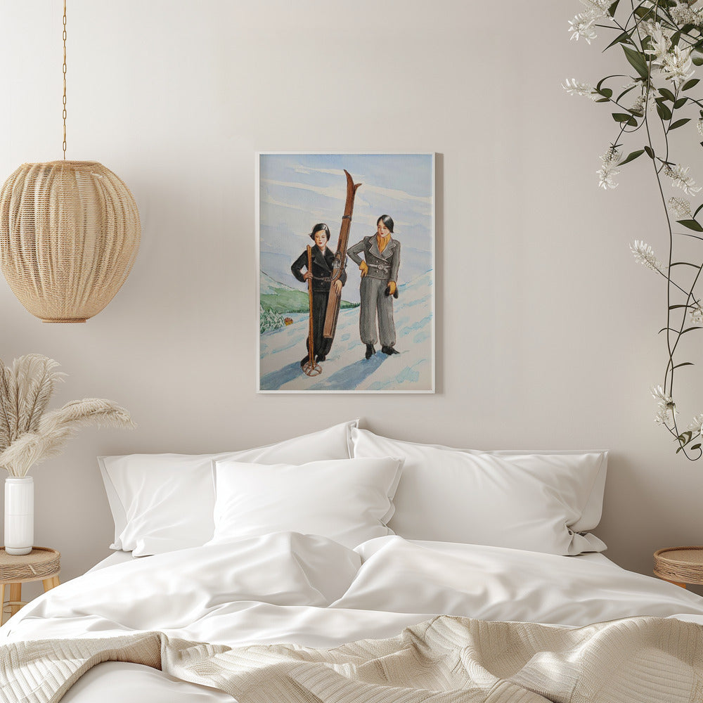 Skier Pair - Stretched Canvas, Poster or Fine Art Print I Heart Wall Art