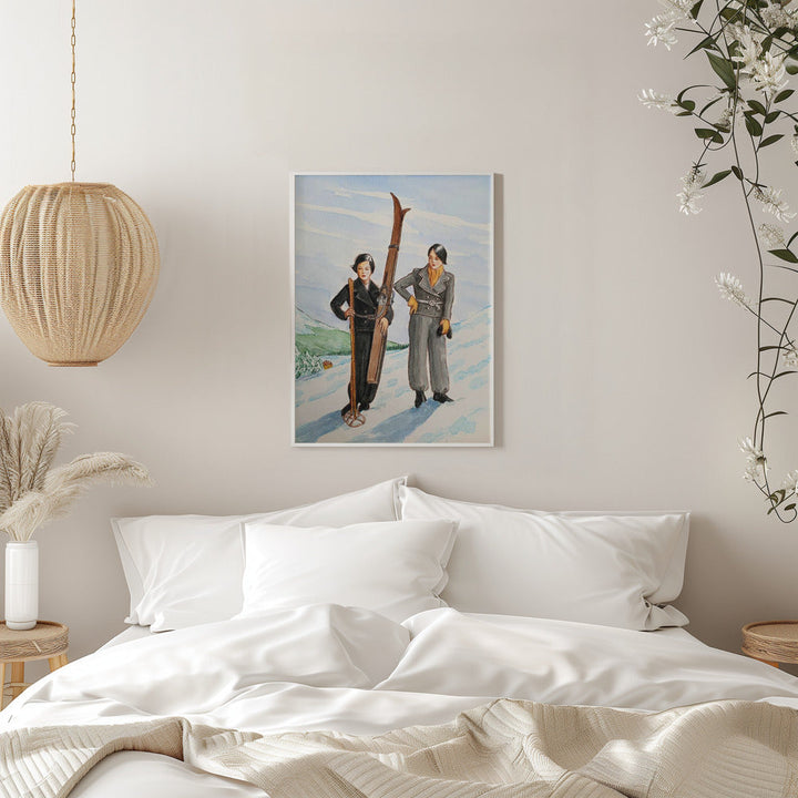 Skier Pair - Stretched Canvas, Poster or Fine Art Print I Heart Wall Art