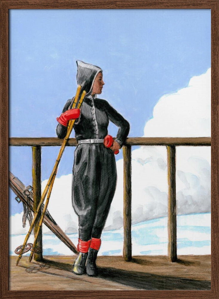 Skier with Red Gloves - Stretched Canvas, Poster or Fine Art Print I Heart Wall Art